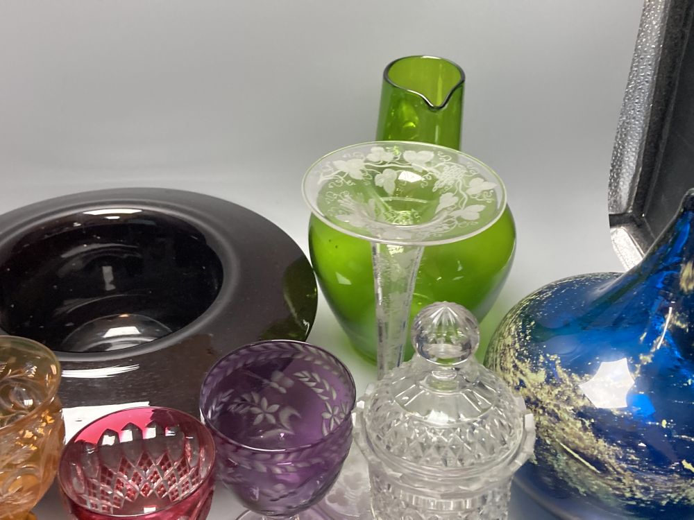 A collection of 18th, 19th and 20th century coloured and clear glassware